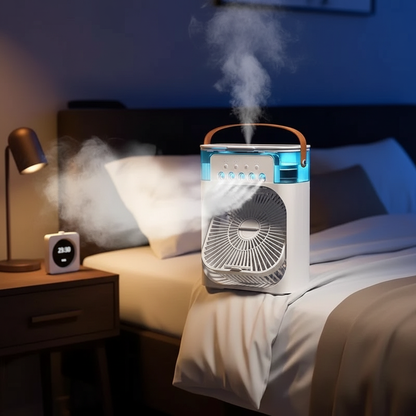 Stay Cool Anywhere with Our 3-in-1 Portable Air Cooler Fan - Humidifier, LED Night Light & Personal AC for Home and Office Comfort