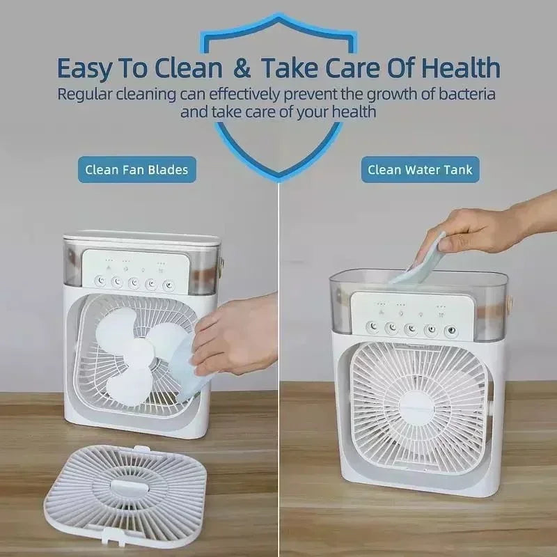 Stay Cool and Comfortable with the 3-in-1 Portable Air Cooler Fan: Humidifier, LED Night Light, and Personal Air Conditioner for Home and Office