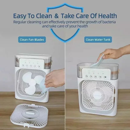 Stay Cool and Comfortable with the 3-in-1 Portable Air Cooler Fan: Humidifier, LED Night Light, and Personal Air Conditioner for Home and Office