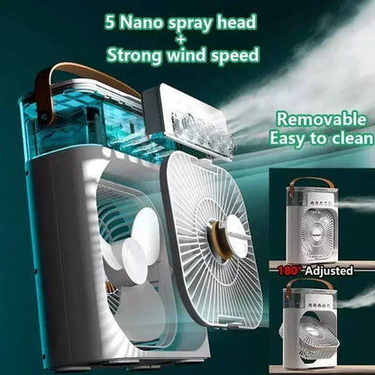Stay Cool and Comfortable with the 3-in-1 Portable Air Cooler Fan: Humidifier, LED Night Light, and Personal Air Conditioner for Home and Office