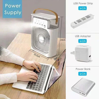 Stay Cool and Comfortable with the 3-in-1 Portable Air Cooler Fan: Humidifier, LED Night Light, and Personal Air Conditioner for Home and Office